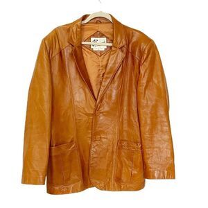 Bergman’s The Leather Experts Vintage Tan Leather Coat Sz 42